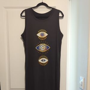 Black Sleeveless Dress with Eye Design